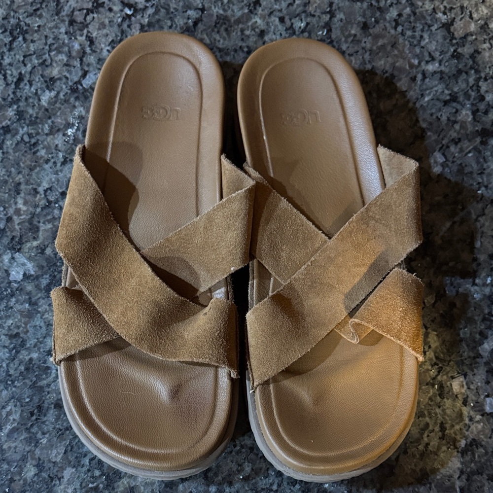 UGG Tan Cross-Strap Sandals